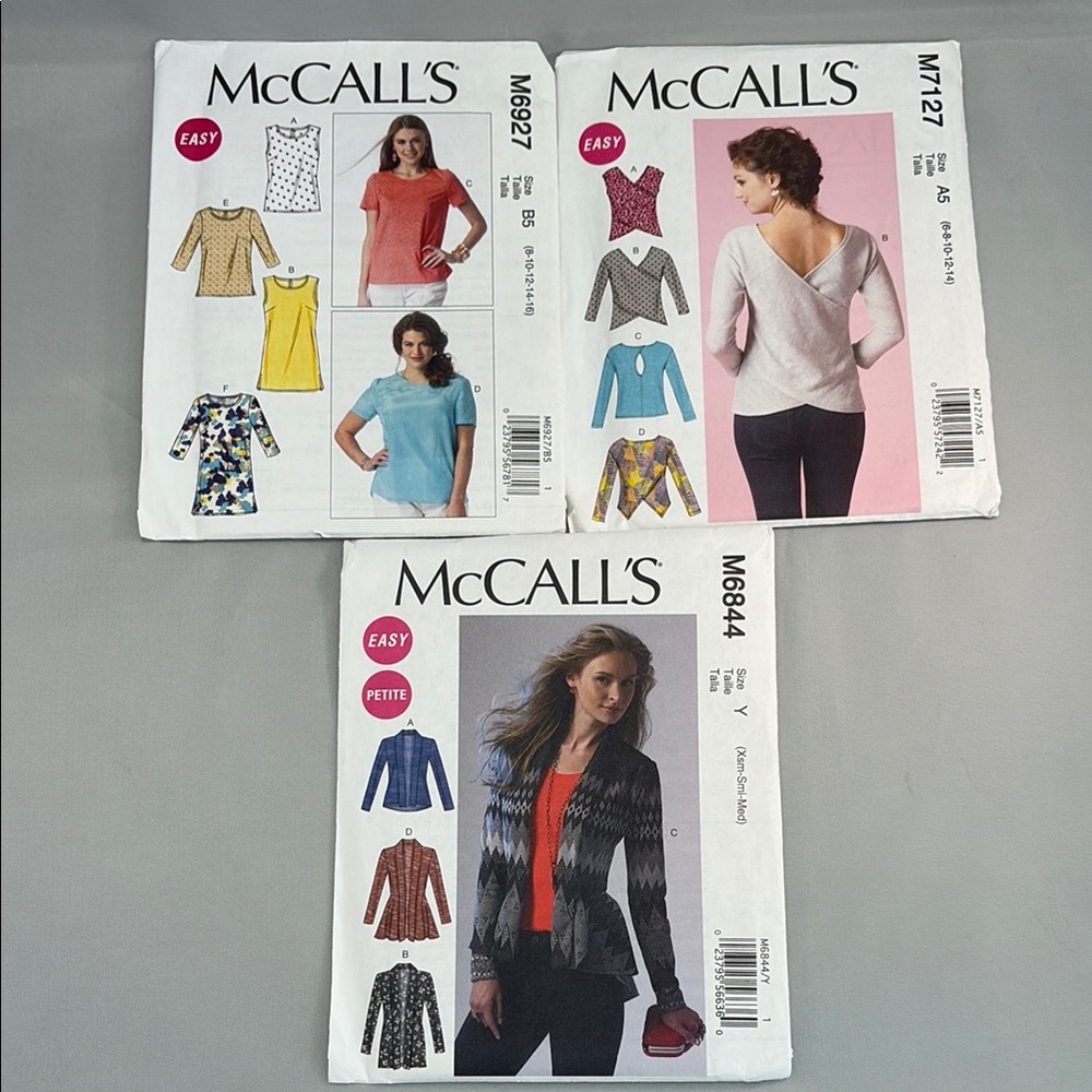 Bundle Of 3 McCalls Knit Top Sewing Patterns- Uncut